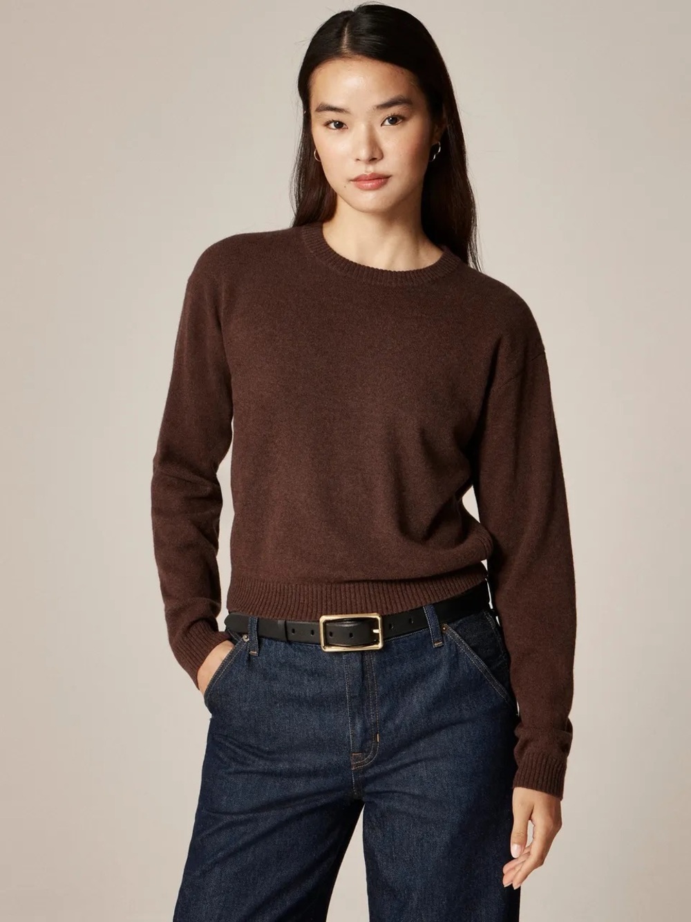 NWT J. Crew Factory Crewneck Sweater Chocolate Brown Sz S Extra-soft Yarn Comfy